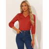 image:imageAllegra K Women Formal Dressy Office Satin 34 Sleeve V Neck Blouse ShirtRed