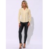 image:imageAllegra K Women Metallic Star V Neck Long Sleeve Sparkly BlouseBeige