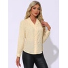 image:imageAllegra K Women Metallic Star V Neck Long Sleeve Sparkly BlouseBeige