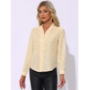 image:imageAllegra K Women Metallic Star V Neck Long Sleeve Sparkly BlouseBeige