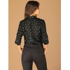 image:imageAllegra K Women Metallic Star V Neck Long Sleeve Sparkly BlouseBlack