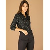 image:imageAllegra K Women Metallic Star V Neck Long Sleeve Sparkly BlouseBlack
