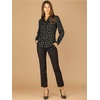 image:imageAllegra K Women Metallic Star V Neck Long Sleeve Sparkly BlouseBlack