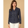 image:imageAllegra K Women Metallic Star V Neck Long Sleeve Sparkly BlouseDark Blue