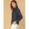 image:imageAllegra K Women Metallic Star V Neck Long Sleeve Sparkly BlouseDark Blue