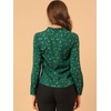 image:imageAllegra K Women Metallic Star V Neck Long Sleeve Sparkly BlouseDark Green