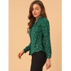 image:imageAllegra K Women Metallic Star V Neck Long Sleeve Sparkly BlouseDark Green