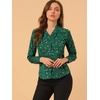 image:imageAllegra K Women Metallic Star V Neck Long Sleeve Sparkly BlouseDark Green