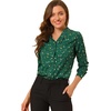 image:imageAllegra K Women Metallic Star V Neck Long Sleeve Sparkly BlouseDark Green