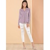 image:imageAllegra K Women Metallic Star V Neck Long Sleeve Sparkly BlouseDark Purple