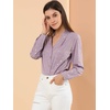 image:imageAllegra K Women Metallic Star V Neck Long Sleeve Sparkly BlouseDark Purple