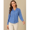 image:imageAllegra K Women Metallic Star V Neck Long Sleeve Sparkly BlouseGrey Blue