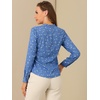 image:imageAllegra K Women Metallic Star V Neck Long Sleeve Sparkly BlouseGrey Blue