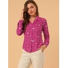image:imageAllegra K Women Metallic Star V Neck Long Sleeve Sparkly BlouseHot Pink