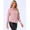 image:imageAllegra K Women Metallic Star V Neck Long Sleeve Sparkly BlouseLight Pink