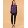 image:imageAllegra K Women Metallic Star V Neck Long Sleeve Sparkly BlousePurple