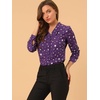 image:imageAllegra K Women Metallic Star V Neck Long Sleeve Sparkly BlousePurple