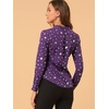 image:imageAllegra K Women Metallic Star V Neck Long Sleeve Sparkly BlousePurple