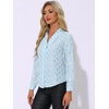 image:imageAllegra K Women Metallic Star V Neck Long Sleeve Sparkly BlouseSky Blue