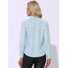 image:imageAllegra K Women Metallic Star V Neck Long Sleeve Sparkly BlouseSky Blue