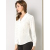 image:imageAllegra K Women Metallic Star V Neck Long Sleeve Sparkly BlouseWhite