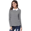 image:imageAllegra K Womens Striped Shirts Peter Pan Collar Casual Long Sleeve TopBlack