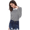 image:imageAllegra K Womens Striped Shirts Peter Pan Collar Casual Long Sleeve TopBlack