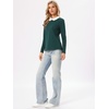 image:imageAllegra K Womens Striped Shirts Peter Pan Collar Casual Long Sleeve TopDark Green