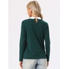 image:imageAllegra K Womens Striped Shirts Peter Pan Collar Casual Long Sleeve TopDark Green