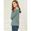 image:imageAllegra K Womens Striped Shirts Peter Pan Collar Casual Long Sleeve TopGreen