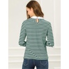 image:imageAllegra K Womens Striped Shirts Peter Pan Collar Casual Long Sleeve TopGreen