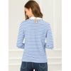 image:imageAllegra K Womens Striped Shirts Peter Pan Collar Casual Long Sleeve TopLight Blue
