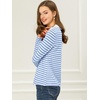 image:imageAllegra K Womens Striped Shirts Peter Pan Collar Casual Long Sleeve TopLight Blue