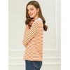 image:imageAllegra K Womens Striped Shirts Peter Pan Collar Casual Long Sleeve TopOrange