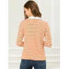 image:imageAllegra K Womens Striped Shirts Peter Pan Collar Casual Long Sleeve TopOrange