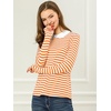 image:imageAllegra K Womens Striped Shirts Peter Pan Collar Casual Long Sleeve TopOrange