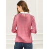 image:imageAllegra K Womens Striped Shirts Peter Pan Collar Casual Long Sleeve TopRed