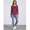 image:imageAllegra K Womens Striped Shirts Peter Pan Collar Casual Long Sleeve TopRed Blue