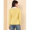 image:imageAllegra K Womens Striped Shirts Peter Pan Collar Casual Long Sleeve TopYellow