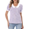 image:imageAllegra K Puff Sleeve Tops for Womens Vintage Tweed Peter Pan Collar ShirtLavender Purple
