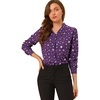 image:imageAllegra K Women Metallic Star V Neck Long Sleeve Sparkly BlousePurple