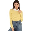 image:imageAllegra K Womens Striped Shirts Peter Pan Collar Casual Long Sleeve TopYellow