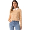 image:imageAllegra K Womens Striped Shirts Peter Pan Collar Casual Long Sleeve TopYellow Pink