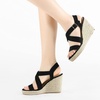 image:imageAllegra K Women Espadrilles Platform Slingback Ankle Strap Wedges SandalsBlack