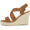 image:imageAllegra K Women Espadrilles Platform Slingback Ankle Strap Wedges SandalsBrown