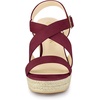 image:imageAllegra K Women Espadrilles Platform Slingback Ankle Strap Wedges SandalsBurgundy