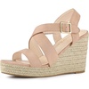 image:imageAllegra K Women Espadrilles Platform Slingback Ankle Strap Wedges SandalsNude