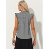 image:imageAllegra K Gingham Top for Womens Vintage Ruffle Cap Sleeve Checker BlouseBlack