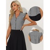 image:imageAllegra K Gingham Top for Womens Vintage Ruffle Cap Sleeve Checker BlouseBlack