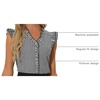 image:imageAllegra K Gingham Top for Womens Vintage Ruffle Cap Sleeve Checker BlouseBlack